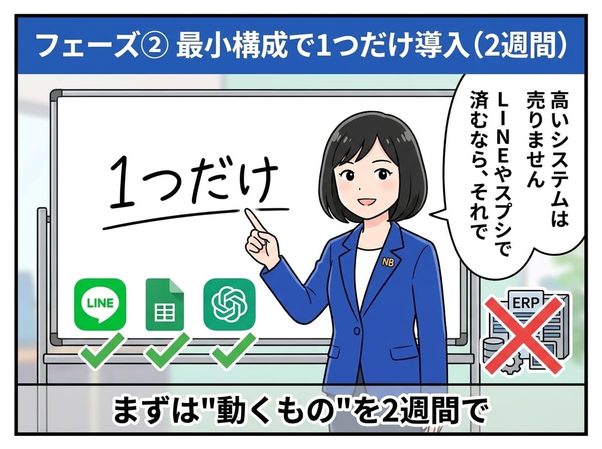 フェーズ②: 最小構成で1つだけ導入(2週間)