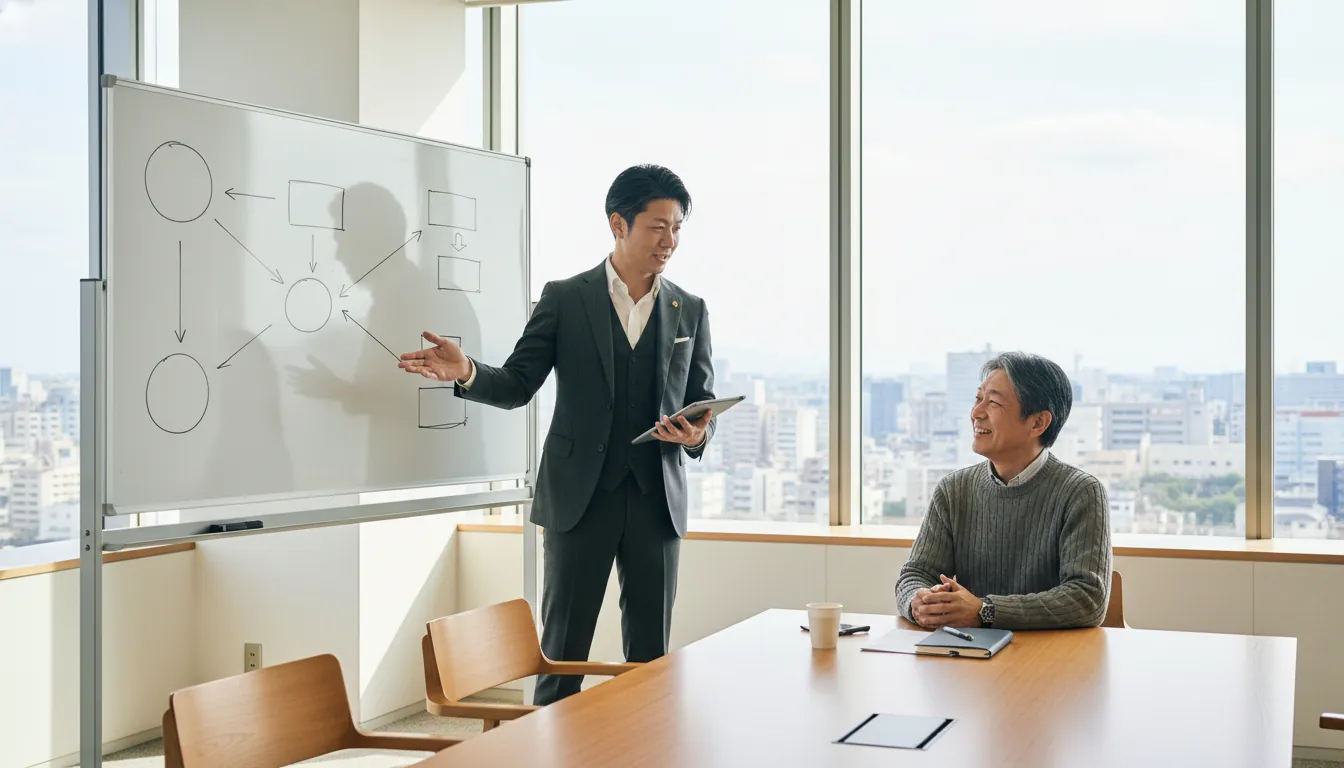 月次面談で AI 生成の議題に沿って社長と対話する税理士