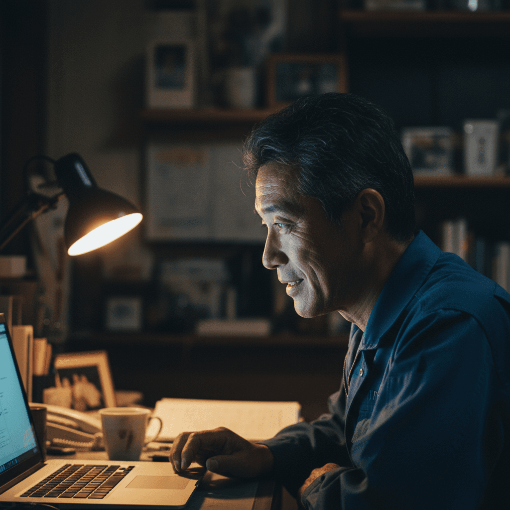 たまたま見たNewBeginningsのページ。「現場写真→PDF報告書」の文字。