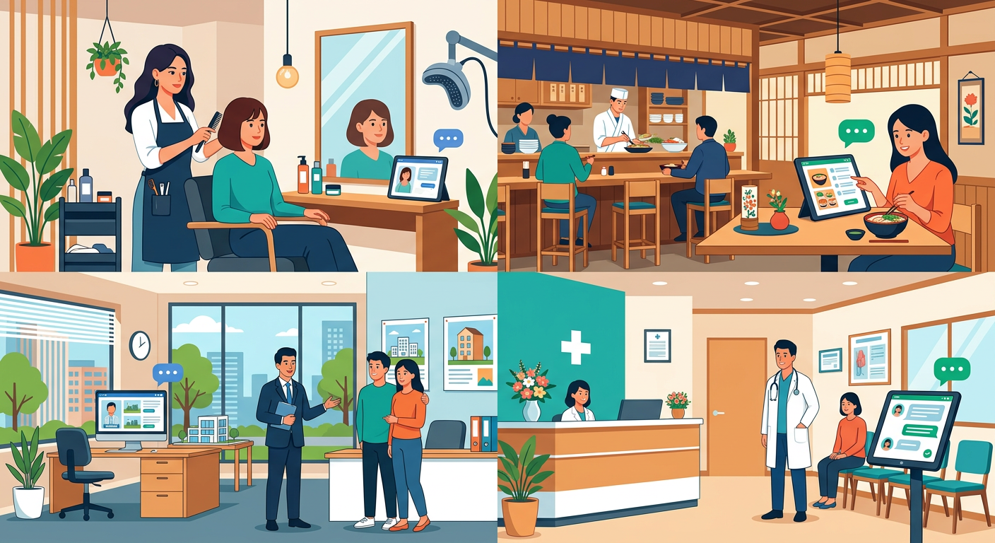 業種ごとのチャットボット活用例:美容室・飲食店・不動産・クリニック