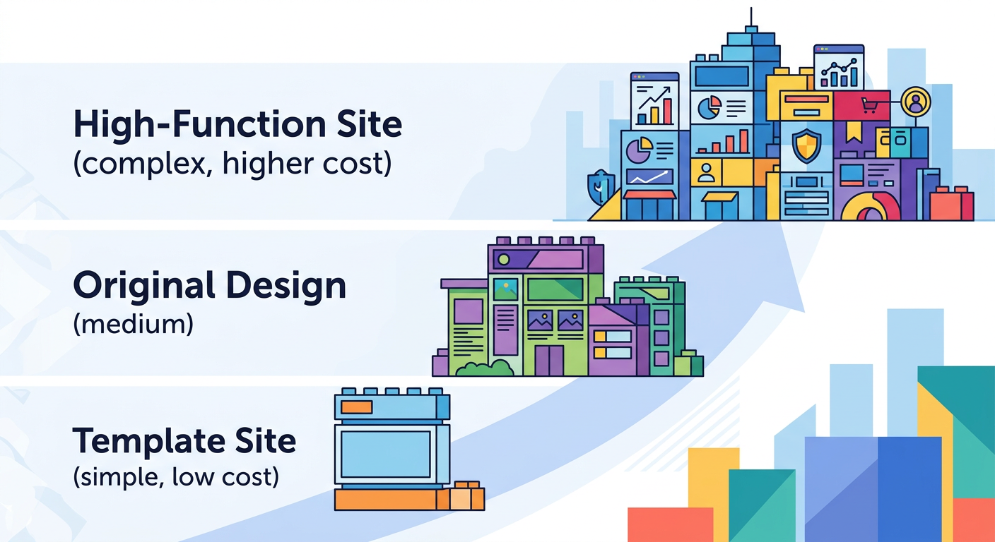 テンプレート・オリジナル・高機能で費用が大きく変わる