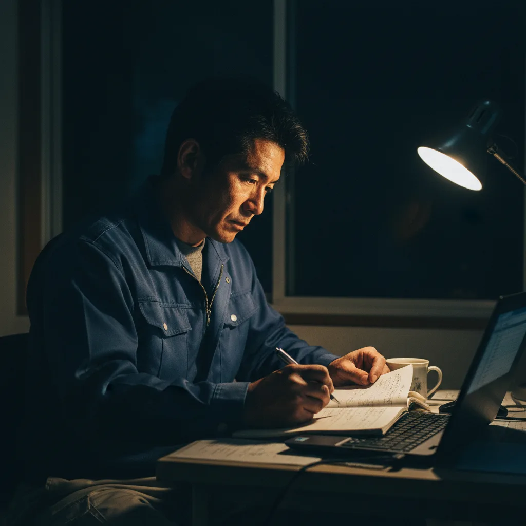 夜中、手書きノートをExcelに転記する繰り返し作業