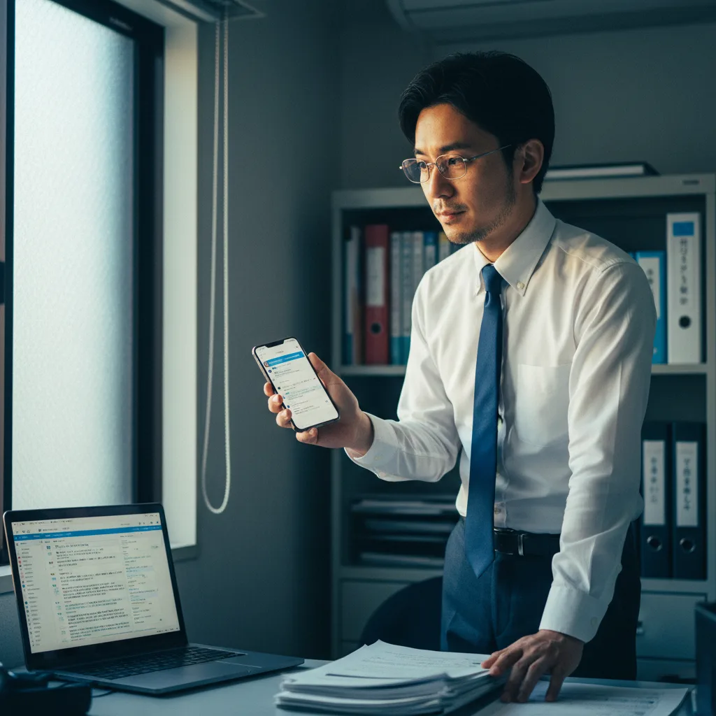 朝、スマホとPCに大量の問い合わせ